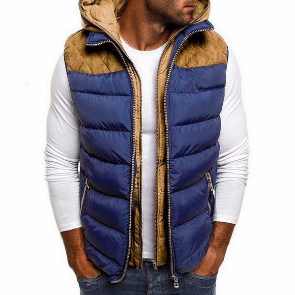 

men's vests winter jacket warm male vest with no sleeves casual cotton hoodie down man ngfs, Black;white