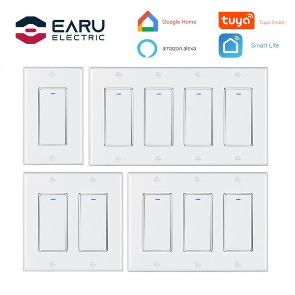

smart home control us 1/2/3/4 gang 100-240v 10a wifi timer light wall switch push button life tuya app remote alexa