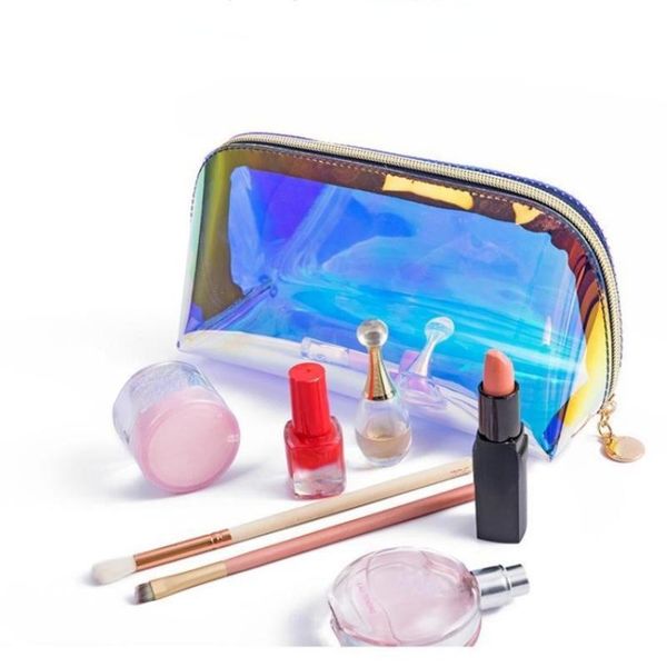 

storage bags 1 pc laser tpu cosmetic women thickened semicircle transparent waterproof shell wash bag girl colorful pencil case
