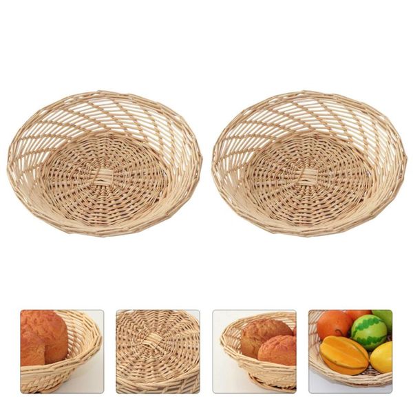

storage baskets 1 set 2 pcs steamed bun wicker bread fruits (assorted color)