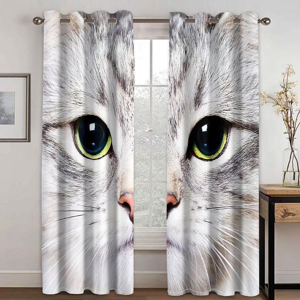 

curtain & drapes home living room shading decorative textile decoration bedroom curtains gray cat pattern 3d printing