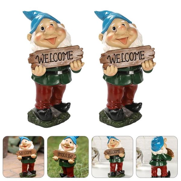 

2pcs resin gnome decoration garden statue ornament home furnishing gift decorative objects & figurines