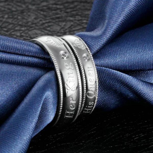 

cluster rings titanium steel couple ring her king his queen and, Golden;silver