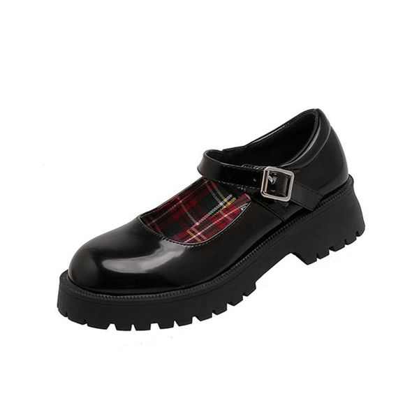 

sandals women's shoes 2021 spring and summer leather japanese small one word buckle mary jane jk, Black