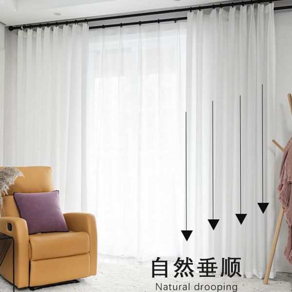 

white curtains solid tulle modern for living room the bedroom semi shading curtain transparent decoration chiffon kitchen & drapes