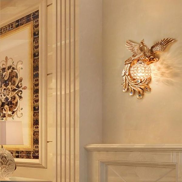 

wall lamps nordic resin peacock led living room corridor decorate lighting bedroom bedside interior decor sconce fixtures