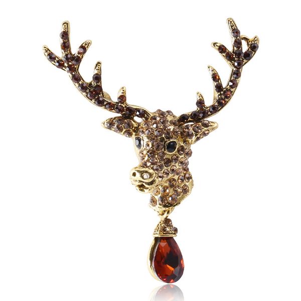 

factory christmas inlaid diamond elk brooch alloy animal high grade accessories brooch christmas