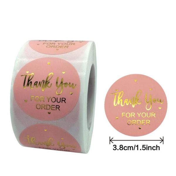 

gift wrap drop roll pink thank you for stickers with gold foil company giveaway & birthday party favors labels