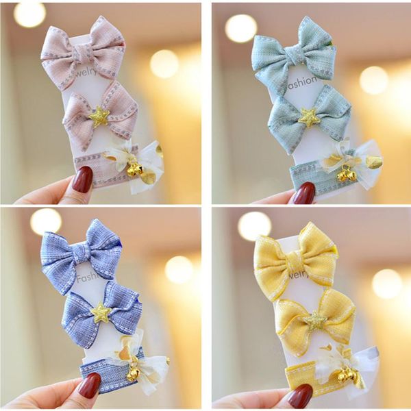 

6pcs/lot kids candy color bow hairpins girls lovely hair clips barrette headwear korea accessories hairgrips, Slivery;white