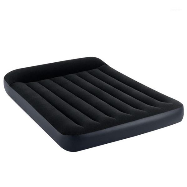 Pastiglie all'aperto Materasso ad aria Durevole Blow Up Airbed Blocco gonfiabile Flocking incorporato in pompa per la casa Viaggi Camping Lettino da letto Sleangue Garden