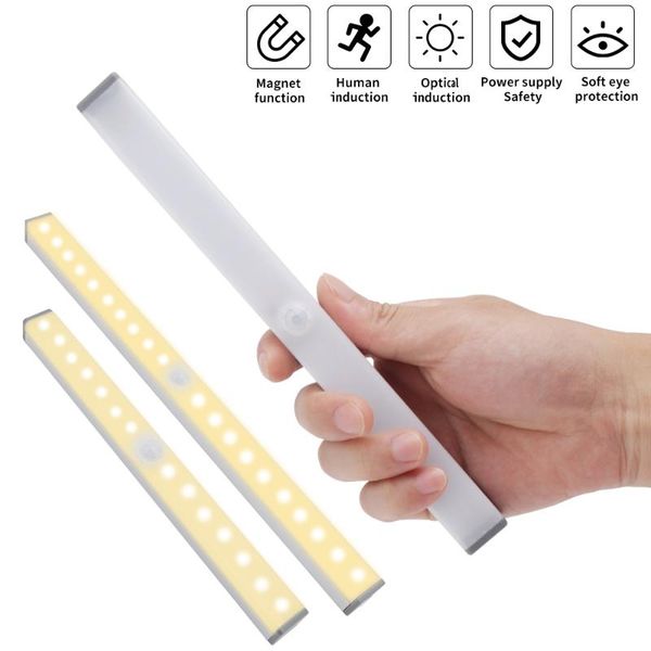 

boruit 21/30cm led motion sensor cabinet light usb rechargeable wireless magnetic night lamp for kitchen bedroom closet lighting
