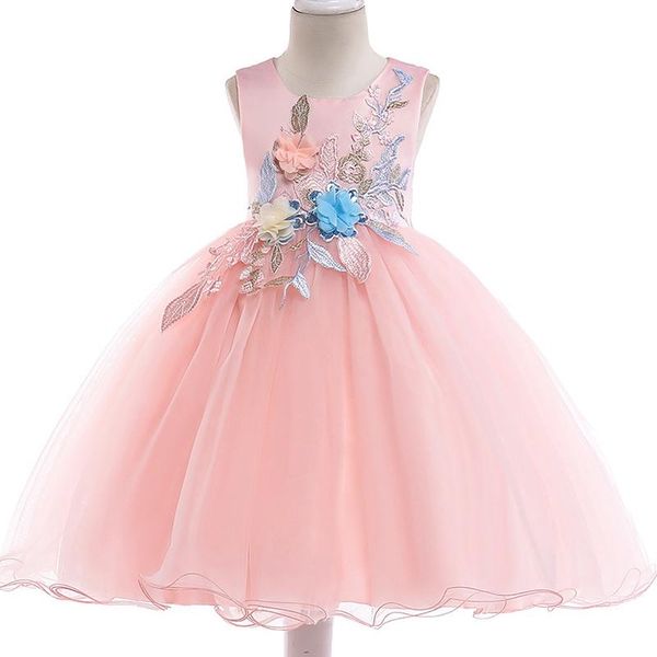 

girl's dresses baby flower girls dress embroidery children princess formal party wedding for toddler birthday 5 6 8, Red;yellow