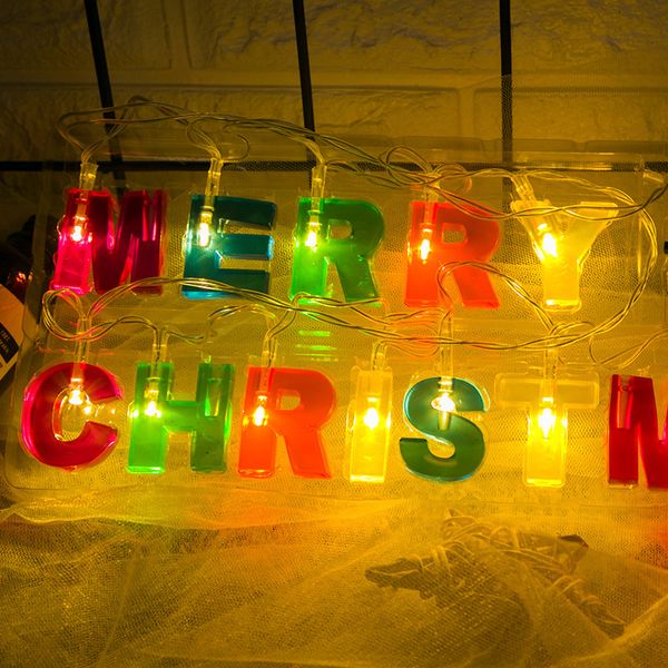 Buon Natale Lettera Stringa di lettere LED Scatola luminosa Buon compleanno Decorazioni per interni ed esterni Lampada w-01259