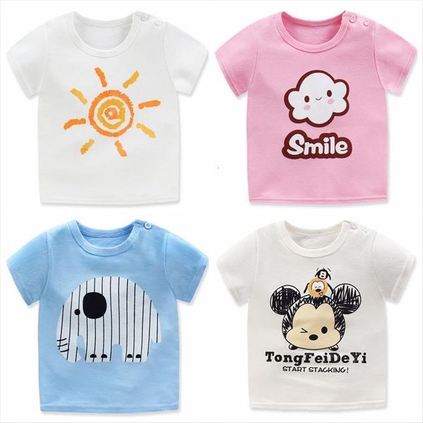 

childrens cotton short sleeved t shirt summer boys sporty casual girls single blouse, Blue