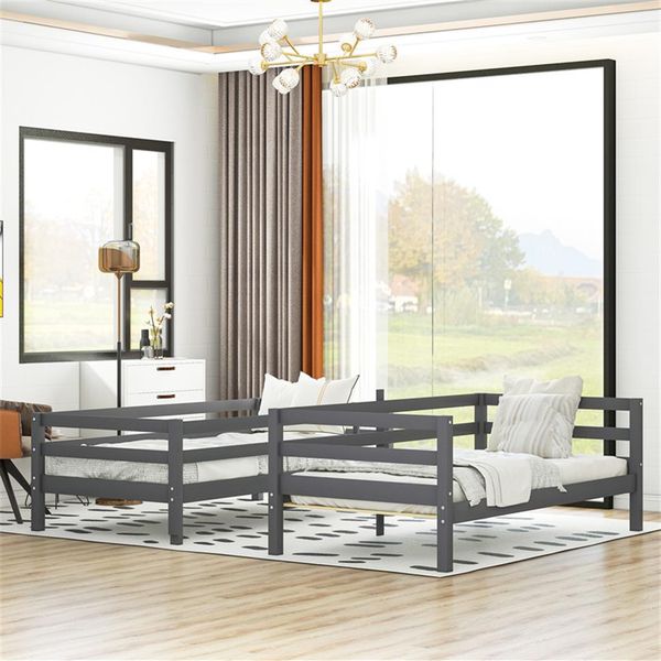 

twin-over-twin bunk bed, loft bed with ladder ,can be divided into two beds,graya35