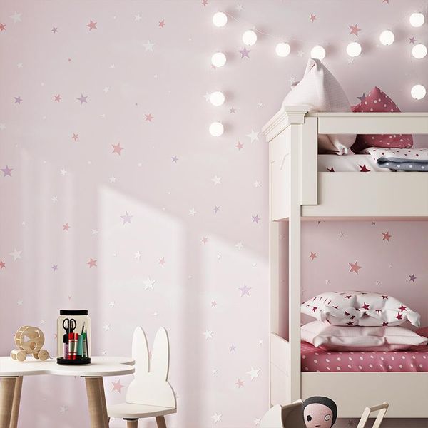 

wallpapers warm pink girl star children room self-adhesive wallpaper boy for bedroom walls