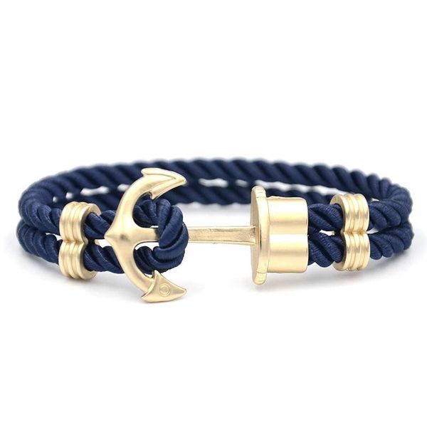 

charm bracelets men retro anchor handmade in navy blue rope hook bracelet made of nylon pulseras para hombre fashion jewelry, Golden;silver