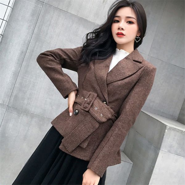 

suit female striped blazer, jacket, double-sided wool suits qrts, White;black