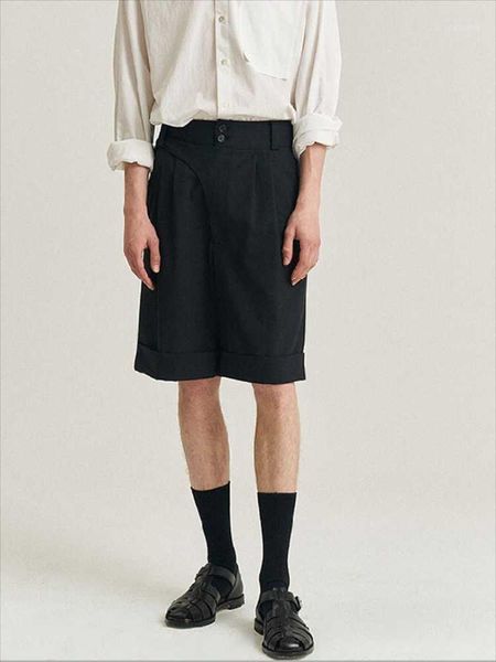 

men's shorts casual summer black loose leg roll design fashion youth trend cotton multi-pocket jogging, White;black