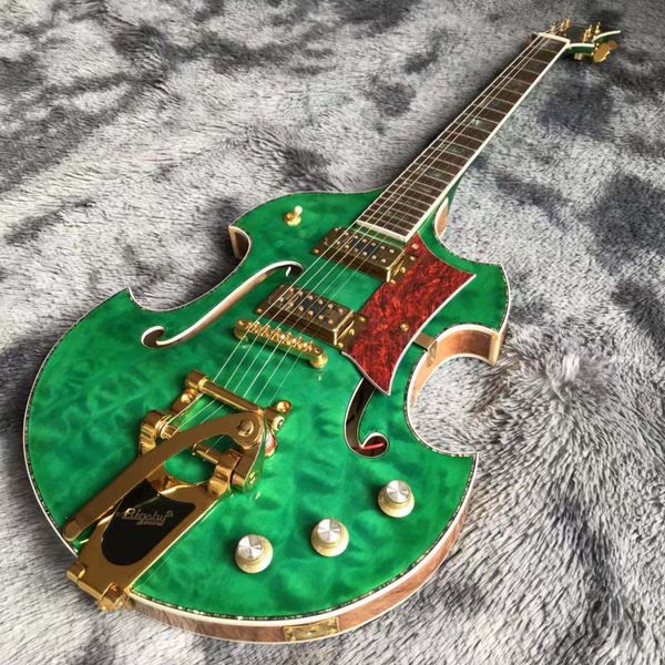 2021 Novo Grande Forma Irregular ESPECIAL ESPECIAL GUITARRA ELACHE MAPLE MAPLE TOP em verde