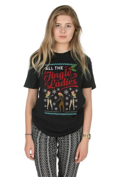 

all the jingle ladies t-shirt christmas xmas funny single festive dance, White;black