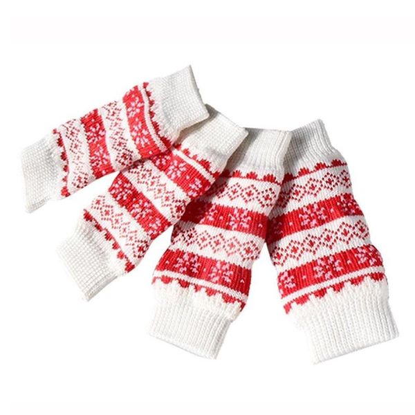 

dog apparel cute pet cotton non-slip warmers socks, set of 4 red and white xl
