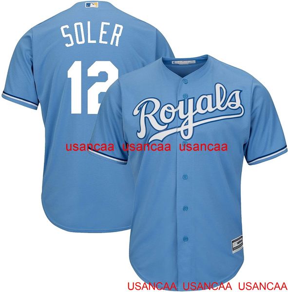 Gen￤hte Custom Jorge Soler Hell Blue Cool Base Jersey Throwback Trikots M￤nner Frauen Jugend Baseball XS-5xl 6xl