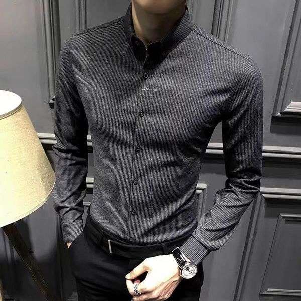 

men's casual shirts leisure slotted shirt, long sleeve large stripe linen shirt d263 2021, White;black