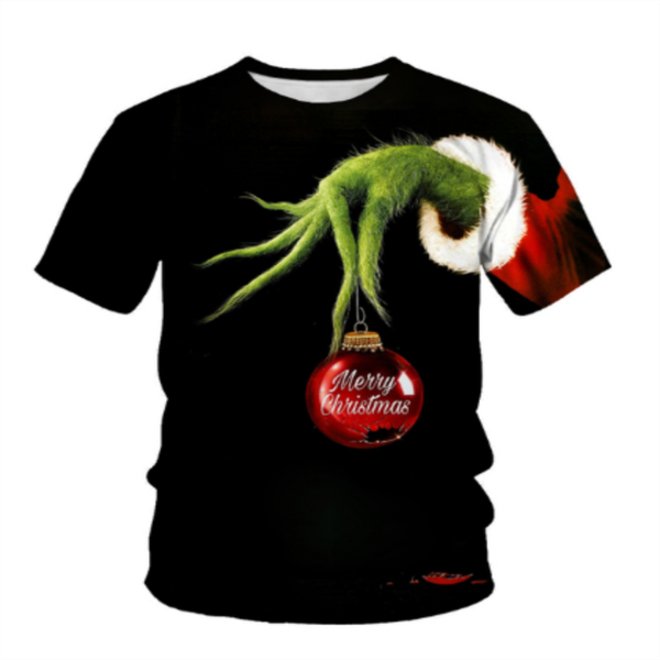

men's t-shirts merry christmas - printed t-shirt,llarge fashion breathable t-shirt, casual round neck santa claus holiday t-shir, White;black