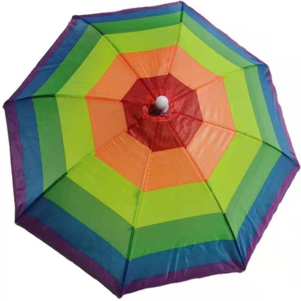 Direkt ab Werk lieferbar: 30 cm bunter Wassermelonen-Regenbogenhut-Regenschirm unter dem Regenschirm mit einem Durchmesser von 52 cm