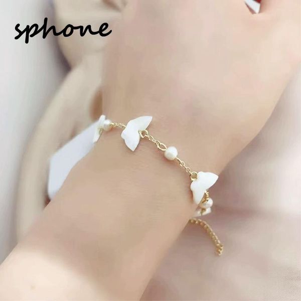 

style female personality european and american fashion retro elegant butterfly pearl bracelet link, chain, Black