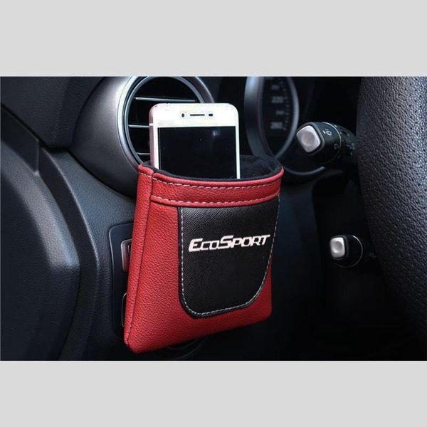 

car organizer pu leather bag clip on air outlet vent stow tidy storage phone holder for ecosport