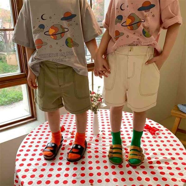 

summer boys and girls casual cotton shorts kids soft solid color 210723, Black