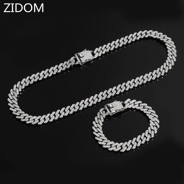 

chains men hip hop cuban chain necklace fashion 13mm rhombus necklaces iced out bling male hiphop jewelry gifts, Silver