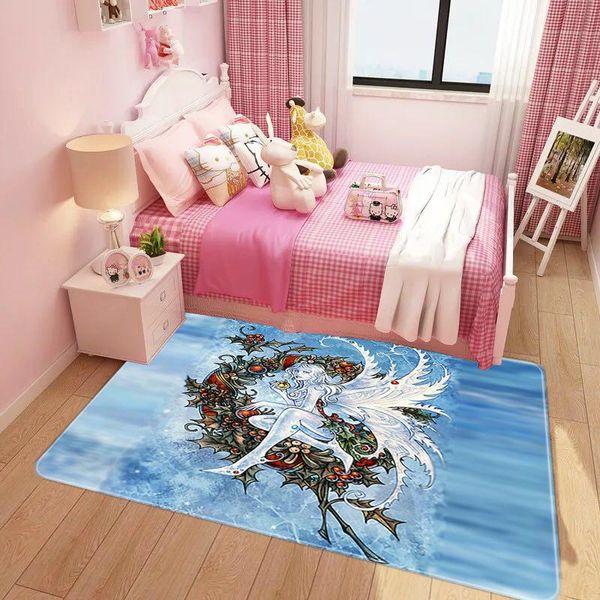 Teppiche, traumhaftes Blumenmädchen, 3D-gedruckt, für Wohnzimmer, Schlafzimmer, Gamer-Teppiche, weiche Flanell-Kind-Play-Crawl-Fußmatten