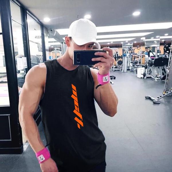 

running jerseys summer gym clothing mesh vest bodybuilding stringer tank men fitness sleeveless shirt muscle quick dry singlets, Black;blue
