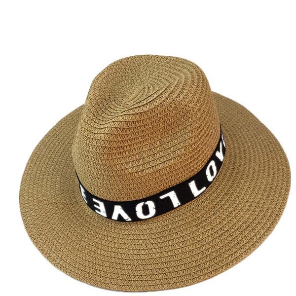 

harajuku letters print europe and the united states couple jazz hat 2021 female sunshade beach wide brim hats, Blue;gray