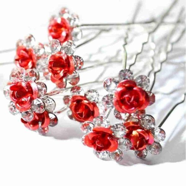 

hair clips & barrettes wedding bridal pins crystal flower grips elegant rhinestone stick women party jewelry accessories, Golden;silver