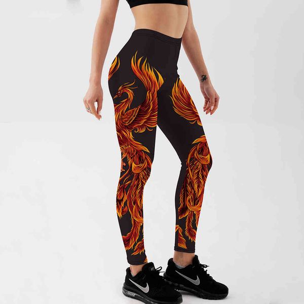 

legging qickitout buy women leggings flaming phoenix 3d printed punk girl broek fitness workout long stretchy s-4xl, Black