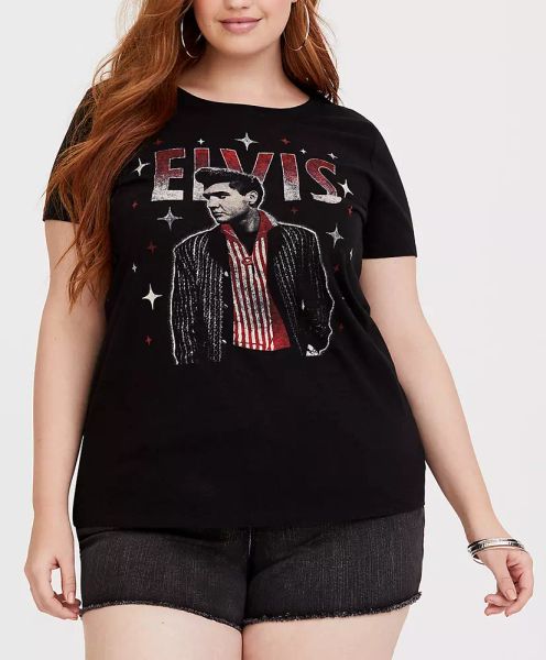 

torrid elvis women's girls plus size t-shirt new licensed & official, White;black