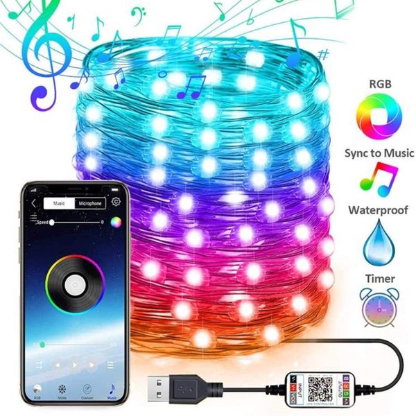 

strings usb led string light app control christmas tree decoration lamp outdoor waterproof fairy lights