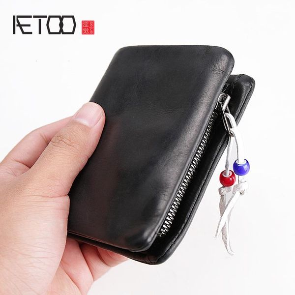 

retro men's leather vertical wallet head layer cowhide soft short money clip wallets, Red;black