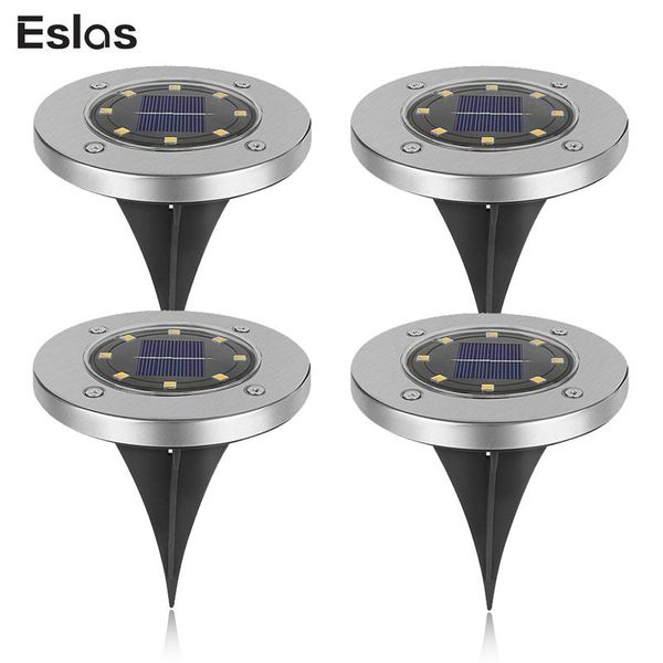 

lawn lamps eslas 4pcs led lamp solar powered lights waterproof ip65 stainless steel dark sensing landscape spike lighting for garden
