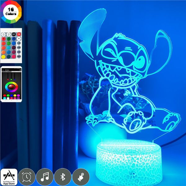 

stitch figure 3d neon table lamp kids gift night running light led projector anime l room decoration nightlight app control