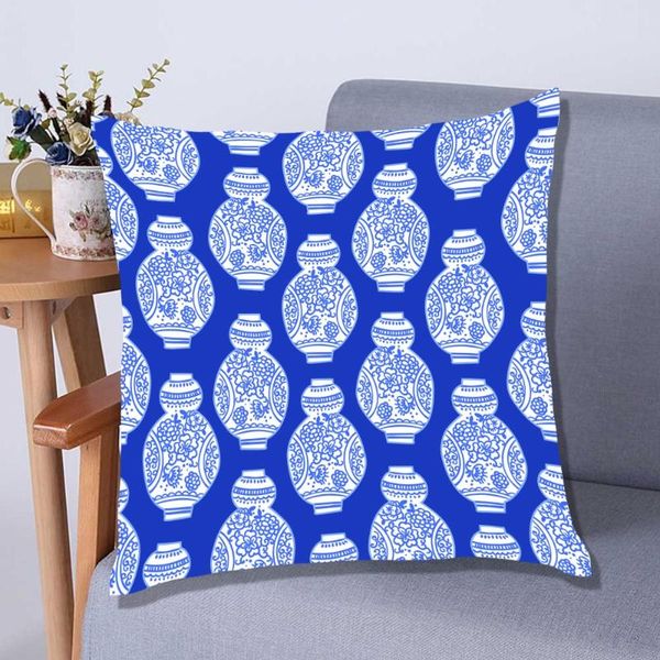 

3d beautiful blue-white porcelain patterns print pillowcase soft polyester cover,2 pieces square throw pillow cover, sofa bed