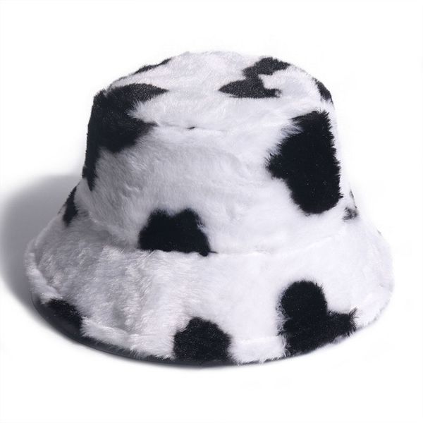 

fashion artificial rabbit fur style women bucket hat with cow skin grain design patterns fisherman's hats 8 colors mixed wholesale, Blue;gray
