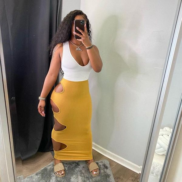 

casual dresses club hole sleeveless dress idos tallas grandes womens long v neck party maxi uniquely designed, Black;gray