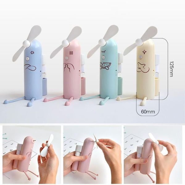 

electric fans mini handheld fan mist spray air water bottle cooling misting usb powered table mobile phone holder blue