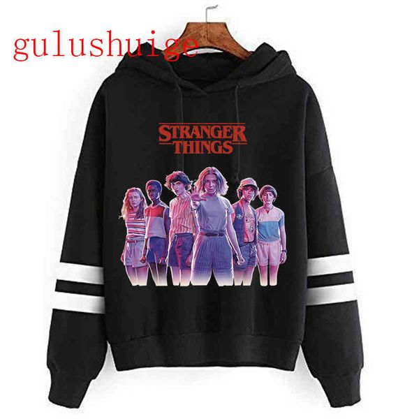 

stranger things hoodie men/wo hooded kpop sweatshirts kawaii oversized harajuku hip hop hoodi male/female funny, Black