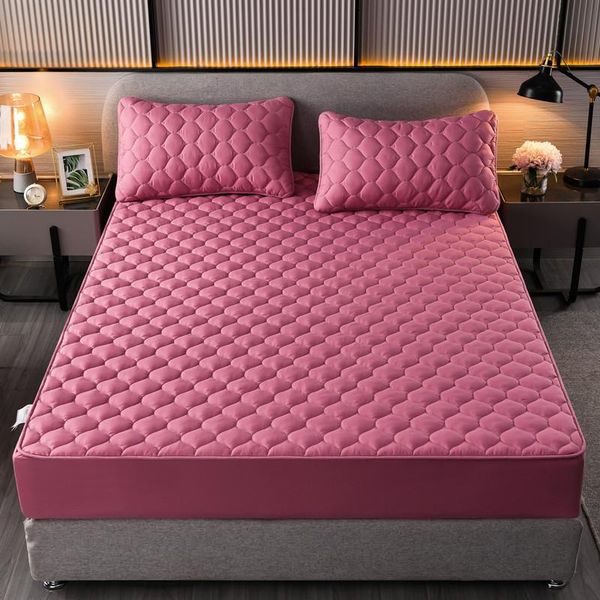 

sheets & sets solid color high-end warm elastic band fitted sheet mattress protector cover super soft cozy king size bed 180*200